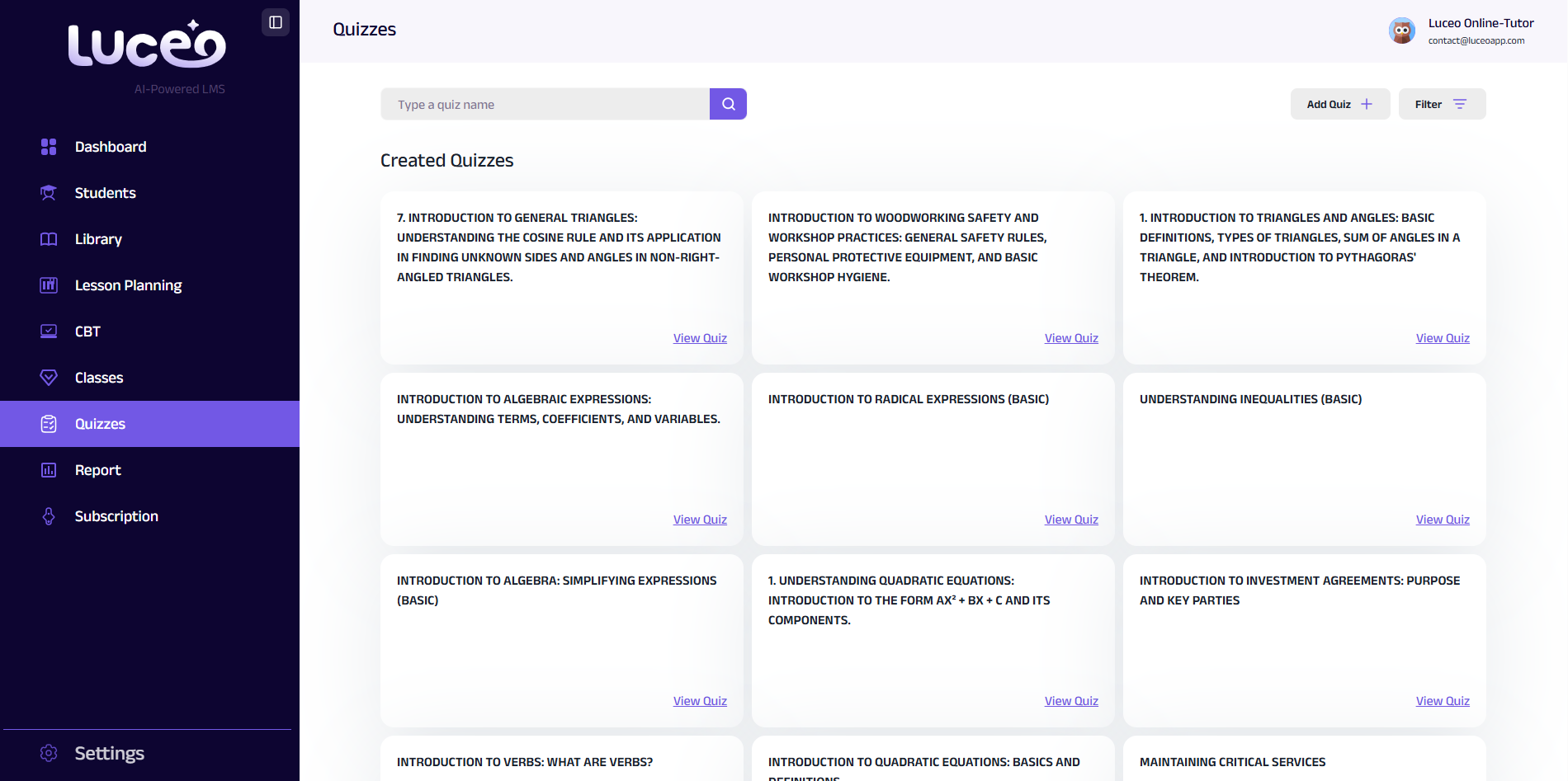 Computer-based Test (CBT) web app screenshot